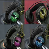 Gaming Headsets 3.5mm Wired Headphones Noise Canceling E-Sport Headphones with Mic Colorful LED Light(Black)
