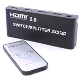 2X2 HDMI Ver 2.0 4K True Matrix Switch Splitter 2 In 2 Out Display W/ Remote