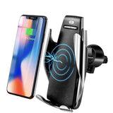 Smart Sensor Auto Open / Lock Phone Holder Qi Wireless Charger Car Holder