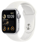 Apple Watch SE 2 (2022) 40mm (GPS) - Silver Aluminum Case with White Sport Band - Size:M/L - (MNTC3LL/A)