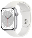 Apple Watch Series 8 (GPS+CELLULAR) 41mm Silver Aluminum Case with White Sport Band - Size:M/L -  (MNV73LL/A)