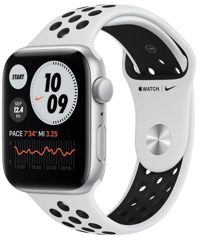 Apple Watch Nike SE 44mm (GPS) Silver Aluminum Case with Silver Sport Band (MKQ73LL/A)