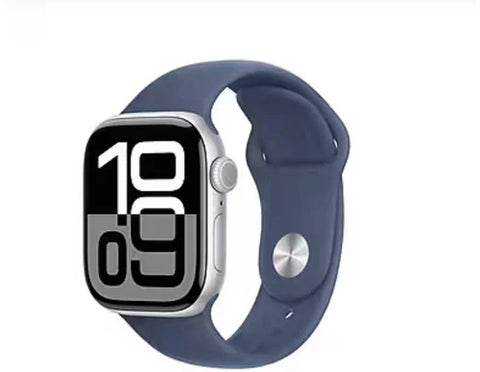 Apple Watch Series 10 (GPS) 42mm SilverAluminum Case with Denim Sports Band - Size:M/S - (MWWA3AM/A)