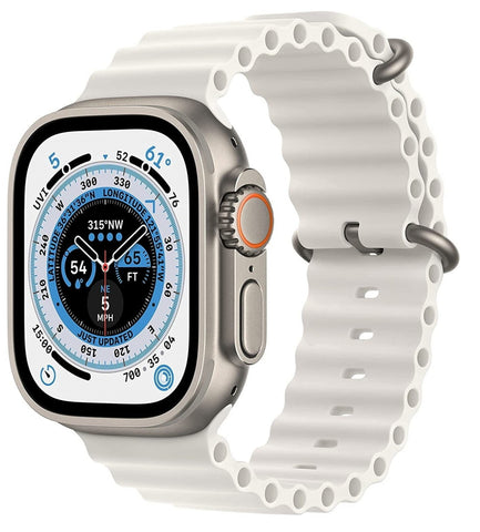 Apple Watch Ultra 49mm (GPS+CELLULAR) Titanium Case with White Ocean Band (MNH83LL/A)