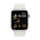 Apple Watch SE 2 (2022) 40mm (GPS) - Silver Aluminum Case with White Sport Band - Size:M/S - (MNT93LL/A)