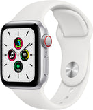 Apple Watch SE (GPS + Cellular) 40mm Silver Aluminum Case with White Sport Band - Silver