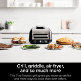 Ninja IG601 Foodi XL 7-in-1 Indoor Grill Combo, use Opened or Closed, Air Fry, Dehydrate & More, Pro Power Grate, Flat Top Griddle, Crisper, Black, 4 Quarts (IG601)