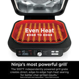 Ninja IG601 Foodi XL 7-in-1 Indoor Grill Combo, use Opened or Closed, Air Fry, Dehydrate & More, Pro Power Grate, Flat Top Griddle, Crisper, Black, 4 Quarts (IG601)