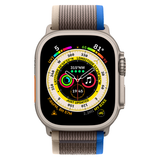 Apple Watch Ultra 49mm (GPS+CELLULAR) Titanium Case with Blue/Gray Band Trail Loop (MQF33LL/A)