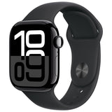 Apple Watch Series 10 (GPS) 42mm Jet Black Aluminum Case with Black Sport Band- Size:M/S -  (MWWE3LW/A)
