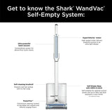 Shark WS640AE WANDVAC System, Ultra-Light Powerful Cordless Stick Vacuum with HEPA Self-Empty Base, Anti-Allergen Complete Seal, Self-Cleaning Brushroll & Duster Crevice Tool, White/Blue