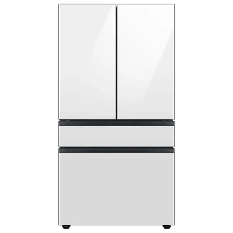 Samsung - BESPOKE 29 cu. ft. 4-Door French Door Smart Refrigerator with Beverage Center (RF29BB860012) - White Glass