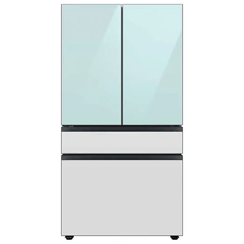 Samsung - BESPOKE 29 cu. ft 4-Door French Door Smart Refrigerator with Beverage Center (RF29BB86004M) - Morning Blue Glass