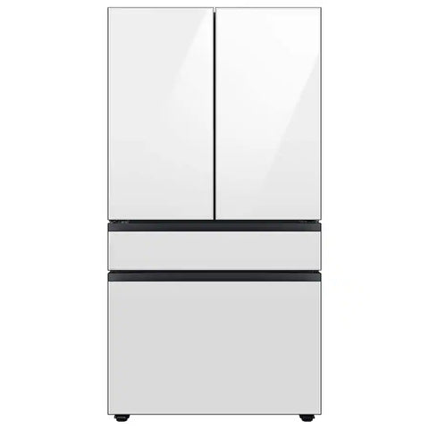 Samsung - BESPOKE 23 cu. ft. 4-Door French Door Counter Depth Smart Refrigerator with Beverage Center (RF23BB860012) - White Glass