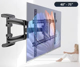40-75 inch Full Motion TV Wall Mount Dual Articulating Arms up to 100 lbs and Max VESA 600 x 400mm, Wall Mount TV Bracket Swivel and Tilt Black (Model-767-L600)
