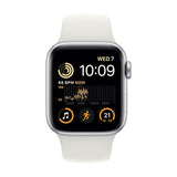 Apple Watch SE 2 (2022) 40mm (GPS) - Silver Aluminum Case with White Sport Band - Size:M/L - (MNTC3LL/A)