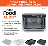 NINJA DT201 Foodi 10-in-1 XL Pro Air Fry Digital Countertop Convection Toaster Oven with Dehydrate and Reheat, 1800 Watts, Stainless Steel Finish