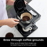 Ninja Espresso & Coffee Barista System, Single-Serve Coffee & Nespresso Capsule Compatible, 12-Cup Carafe, Built-in Frother, Black and Silver, CFN601