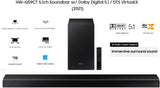 Samsung HW-Q59CT 5.1-Ch Dolby Digital 5.1 / DTS Virtual:X Soundbar with Acoustic Beam