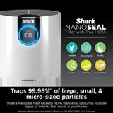 Shark HP102 Air Purifier with Nanoseal HEPA, Cleansense IQ, Odor Lock, Cleans up to 500 Sq. Ft, White