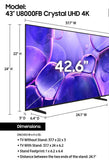 Samsung 43” Class Crystal UHD U8000FB 4K Smart TV 2025 MODEL