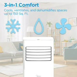 Midea - 5,000 BTU Portable Air Conditioner, Cools up to 150 Sq. Ft MAP05R1AWWT - White