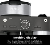 Ninja Espresso & Coffee Barista System, Single-Serve Coffee & Nespresso Capsule Compatible, 12-Cup Carafe, Built-in Frother, Black and Silver, CFN601