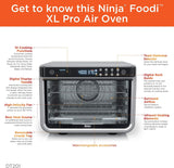NINJA DT201 Foodi 10-in-1 XL Pro Air Fry Digital Countertop Convection Toaster Oven with Dehydrate and Reheat, 1800 Watts, Stainless Steel Finish