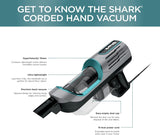 Shark HH202 Ultralight Corded Handheld Vacuum with Self-Cleaning Power Brush & Crevice Tool, Hypervelocity Suction & Removable Dust Cup, Perfect for Pets, Teal, 0.35 Qt