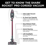 SHARK HV370 Rocket Pro Corded Stick Vacuum, Comet Red