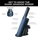 Shark WV401BL Cordless Hand Vacuum WANDVAC, Ultra-Lightweight and Portable with Powerful Suction and Tools for Pets, Designed for Car and Home, Blue