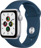 Apple Watch SE 40mm (GPS+CELLULAR) Silver Aluminum Case with Abyss Blue Sport Band (MKQL3//A)