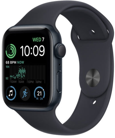 Apple Watch SE 2 44mm (GPS) - Midnight Aluminum Case with Midnight Sport Band - Size: M/S - (MNTF3LL/A)