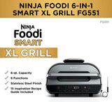 Ninja FG551 Foodi Smart XL 6-in-1 Indoor Grill with Air Fry, Roast, Bake, Broil & Dehydrate, Smart Thermometer (FG551)