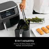 Ninja DZ201 Foodi 8 Quart 6-in-1 DualZone 2-Basket Air Fryer with 2 Independent Frying Baskets, Match Cook & Smart Finish to Roast, Broil, Dehydrate & More for Quick, Easy Meals (DZ201)