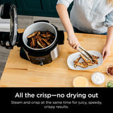 Ninja OL501 Foodi 6.5 Qt. 14-in-1 Pressure Cooker Steam Fryer with SmartLid, that Air Fries, Proofs & More, with 2-Layer Capacity, 4.6 Qt. Crisp Plate & 25 Recipes (OL501)