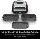 Ninja IG601 Foodi XL 7-in-1 Indoor Grill Combo, use Opened or Closed, Air Fry, Dehydrate & More, Pro Power Grate, Flat Top Griddle, Crisper, Black, 4 Quarts (IG601)