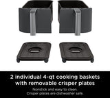 Ninja DZ201 Foodi 8 Quart 6-in-1 DualZone 2-Basket Air Fryer with 2 Independent Frying Baskets, Match Cook & Smart Finish to Roast, Broil, Dehydrate & More for Quick, Easy Meals (DZ201)