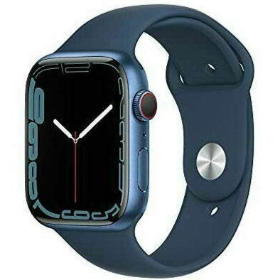 Apple Watch Series 7 (GPS + CELLULAR ) 45mm Blue Aluminum Case with Abyss Blue Sport Band (MKJA3)